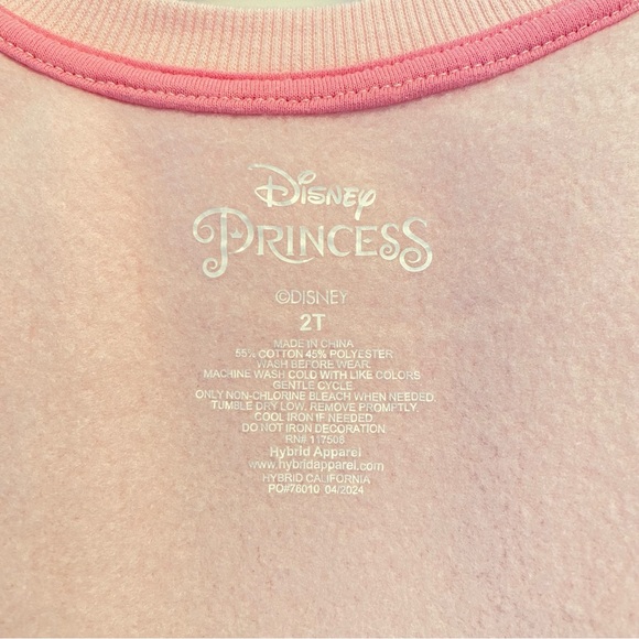 Disney Princess Cinderella Belle Jasmine Toddler Girls Sweatshirt Pink Size 2T - Picture 4 of 4